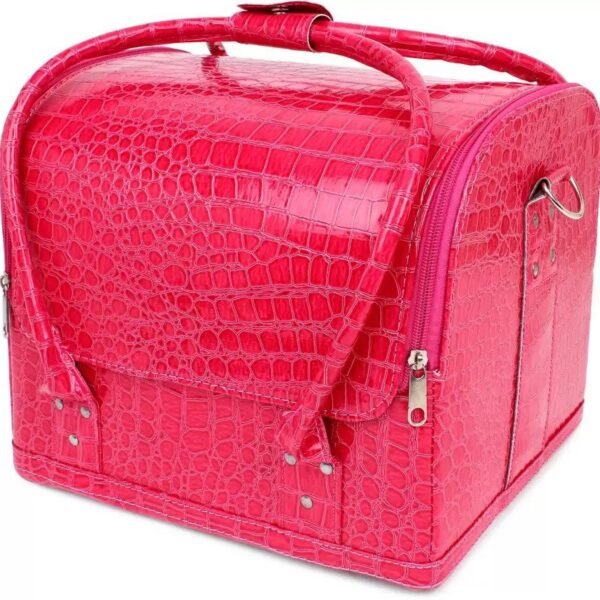Glamour Rose Leather Pink Vanity Box (18L x 12W x 10H cm)